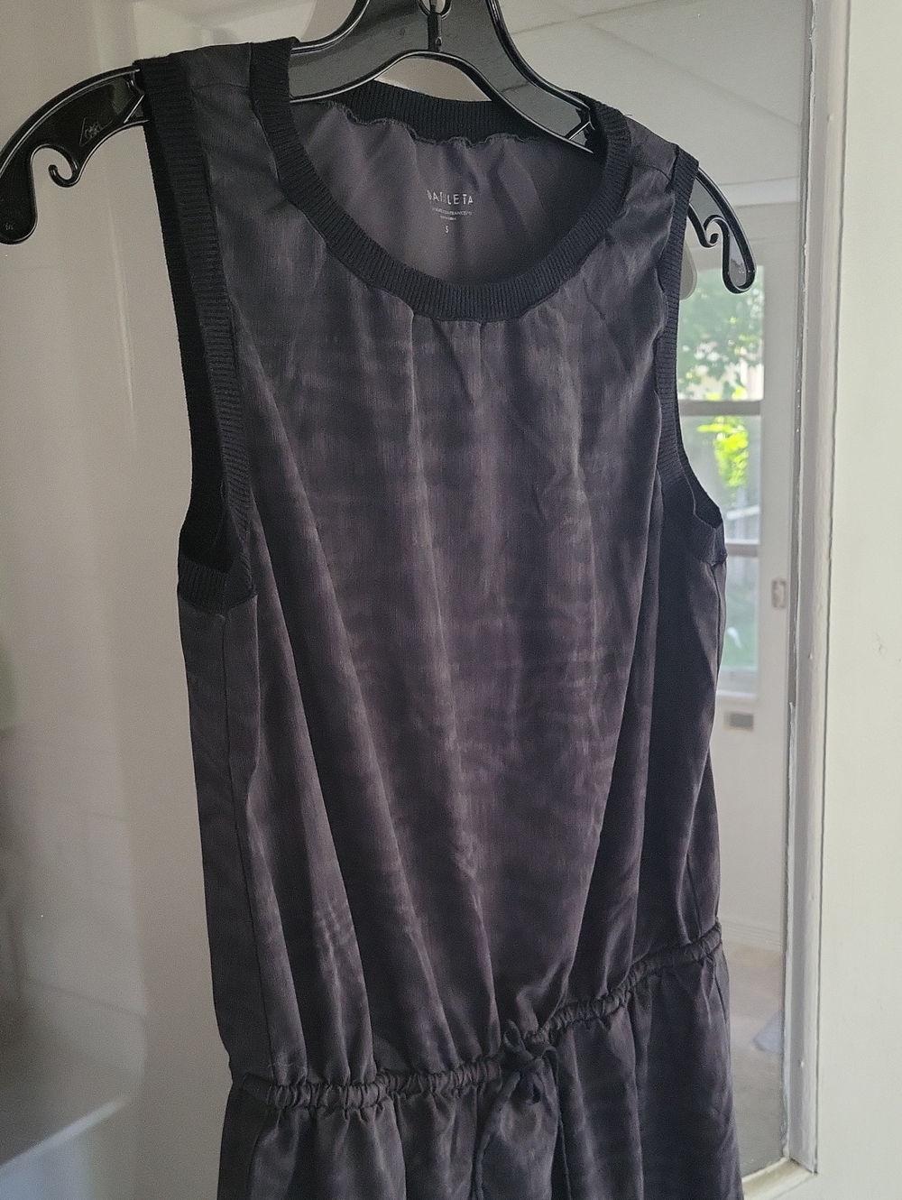 Athleta Black Ribbed-Neck Pullover Top, SIZE SMALL